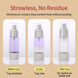 Portable vacuum spray bottle set showing strawless design and liquid usage stages
