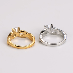 Elegant stainless steel twisted rings set in gold and silver with cubic zirconia inlays