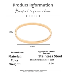 Detail showing dimensions and specifications for a 4mm gold oval stainless steel bangle