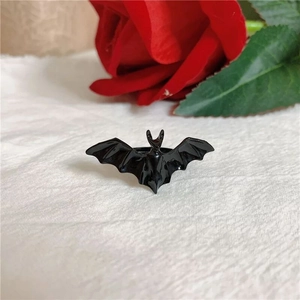 Gothic black bat open ring for men and women with red rose aesthetic background