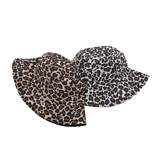 Fashionable leopard print bucket hats in brown and grey with a versatile double-sided design
