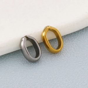 Polished gold and grey stainless steel oval pinch bails for DIY jewelry making