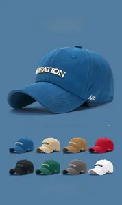 Detailed grid showing multi-color cotton baseball caps with CREATION 3D embroidery