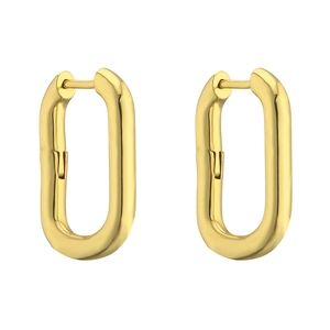 Minimalist gold U-shaped oval hoop earrings with high-polished metallic finish for women