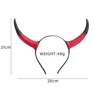 Rote und schwarze Teufelshörner Haarreif für Halloween mit 21cm Höhe und 28cm Breite Maßen