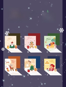 Set of 6 3D Christmas cards featuring Santa, Gingerbread Man and Reindeer with envelopes