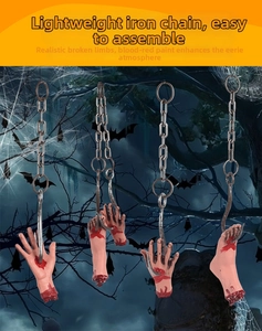 Halloween scary prop set featuring severed hands and feet with rusty plastic chains