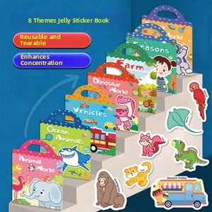 Children's jelly sticker book set with diverse themes like ocean, farm, and dinosaurs