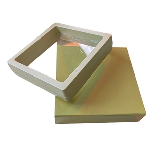 Portable beige jewelry suspension box with transparent PE film and base display stand
