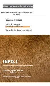 Détail du poney en peluche avec tissu velours de vison doux et membres lestés articulés