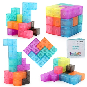 Transparent colorful magnetic cubes building blocks for children with tutorial book