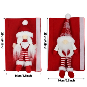 Christmas gnome handle covers for fridge and oven in red and white knit 23cm