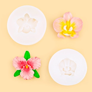 DIY orchid shaped silicone molds for handmade plaster and fondant crafts with floral patterns