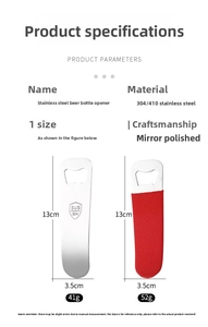 Detailed view of 304 stainless steel bottle opener dimensions and mirror polish finish