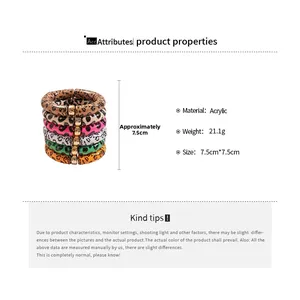 Size specifications for the 6-piece leopard print acrylic bangle set, 7.5cm diameter