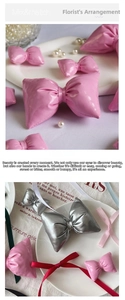 Pink and silver metallic ribbon bows for floral arrangements and DIY gift wrapping
