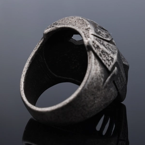 Anello punk gotico con maschera a zanne in argento vintage dal design retrò inossidabile