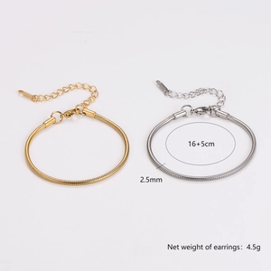 Snake Chain Bracelet 304 Stainless Steel 18K Gold Plated Minimalist Adjustable Fashion Jewelry For Women Men