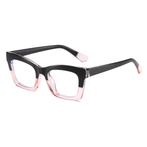 Classic square frames with black and translucent pink two-tone design for women