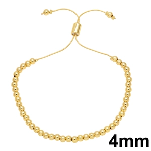 Adjustable 4mm gold beaded bracelet with slider clasp for hip-hop fashion styling