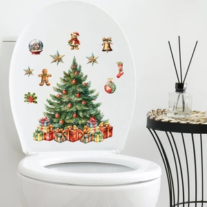 Christmas tree and gingerbread man self-adhesive wall stickers for holiday home decoration