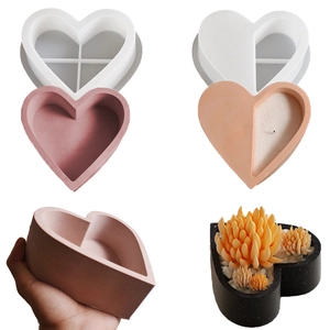 Hartvormige Siliconen Mal DIY Geurkaars Beker Hars Gieten Gips Vetplant Bloempot Opbergdoos Ornament