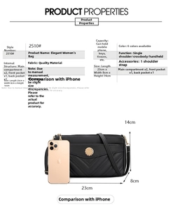 Detailed view of the multi-layer soft leather women's crossbody bag with dimensions.