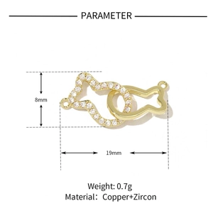 Tableau de paramètres du pendentif poissons dorés de 19 mm avec incrustation de zircon
