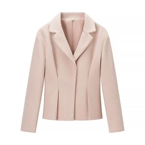 Veste de blazer ajustée pour femme couleur abricot avec col à revers classique