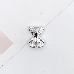 Polished silver cartoon bear pendant for DIY phone cases and jewelry accessories