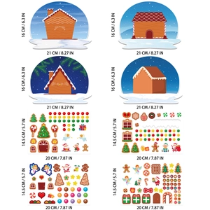 DIY Christmas gingerbread house sticker set with Santa and reindeer for festive party decor