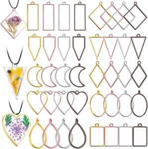 DIY metal geometric open bezels in gold and silver for resin jewelry and pendants