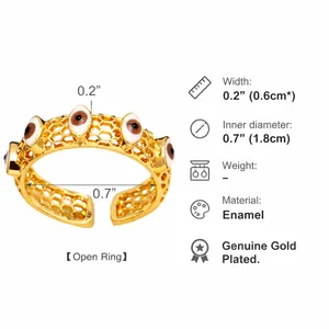 Guide des tailles détaillé pour bague œil maléfique plaqué or avec dimensions exactes