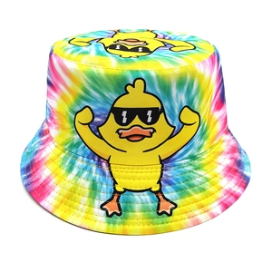 Chapeau Bob Tie-Dye Canard Dessin Animé Polyester Protection Solaire Retro Streetwear Mode Femme