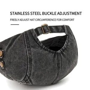 Vintage washed cotton newsboy cap featuring an adjustable stainless steel back buckle