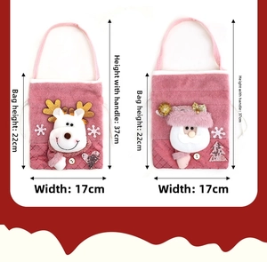 Pink sequin Christmas gift bag with Santa and Reindeer design dimensions 17x22x37cm