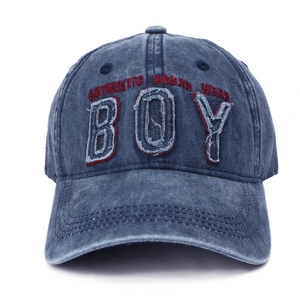 Retro Washed Cotton Baseball Cap Distressed Urban Wear BOY Patch Embroidery Sun Protection Sports Hat For Men Women