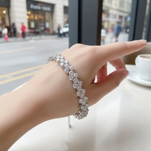 Elegant multi-row moissanite tennis bracelet in S925 sterling silver for women
