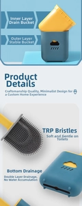 Blue and yellow cloud toilet brush featuring a ventilated double-layer drainage base