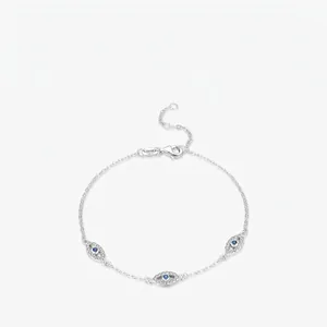 925 Sterling Silver Evil Eye Bracelet For Women Blue Cubic Zirconia Minimalist Niche Adjustable Chain Jewelry Elegant Gift