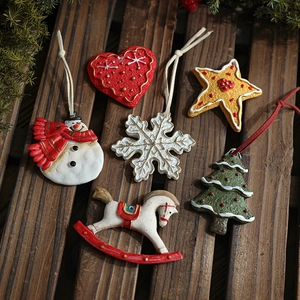 Christmas Tree Ornaments Hanging Pendants Painted Resin Vintage 3D Snowman Snowflake Star Heart Decoration