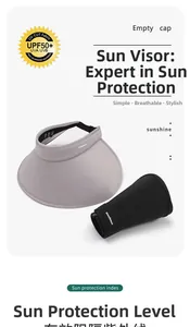 UPF 50+ sun visor showing grey open state and black folded storage version for travel