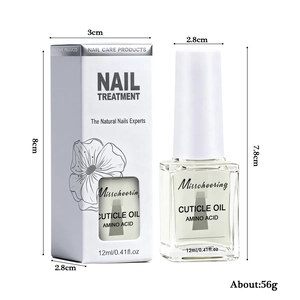 Nail cuticle oil with amino acids for damaged nails with bottle and box packaging