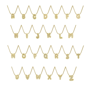 Detailed set of 26 gold brass letter pendants from A to Z with sparkling zircon inlays