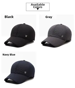 Casquettes de baseball d'hiver pour hommes avec motif en losanges matelassé et badges