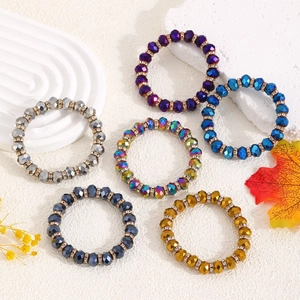 Set de seis pulseras de cristal de colores con espaciadores de diamantes de imitación
