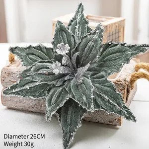 Artificial Christmas Poinsettia Flowers Velvet Glitter Sequin Sparkle Decor For Xmas Tree Wedding Home Party Ornaments