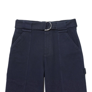 Pantaloni cargo blu scuro con cintura in tessuto coordinata e fibbia a D argento