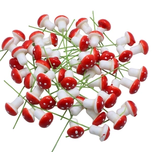 Artificial Miniature Mushrooms Red White Polka Dot Foam And Wire Decoration For Fairy Garden Bonsai Micro Landscape DIY