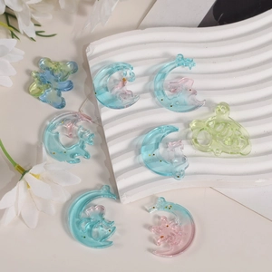 Glinsterende maan- en beerharsbedels set voor DIY-sieraden en sleutelhanger maken
